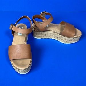 Steve Madden Corinna Leather Platform Wedges Espadrilles Sandals Shoes 8